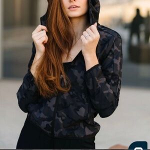 Zyia Forest Camo Zipper Hoodie Jacket black and gray camo Women